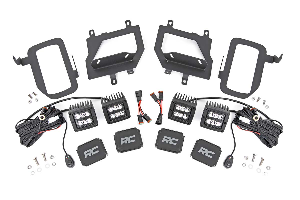 Rough Country LED Light Kit Fog Mount Dual 2β³ Black Pairs Spot Ford F-150 (15-17)