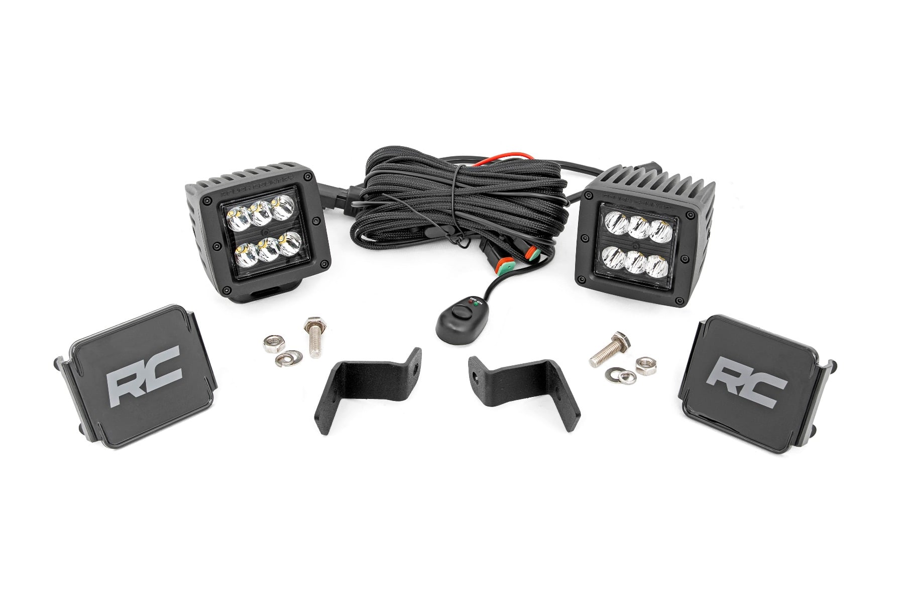 Rough Country LED Light Kit Ditch Mount 2β³ Black Pair Spot Ford F-150 (15-26)/F-150 Lightning (22-26)