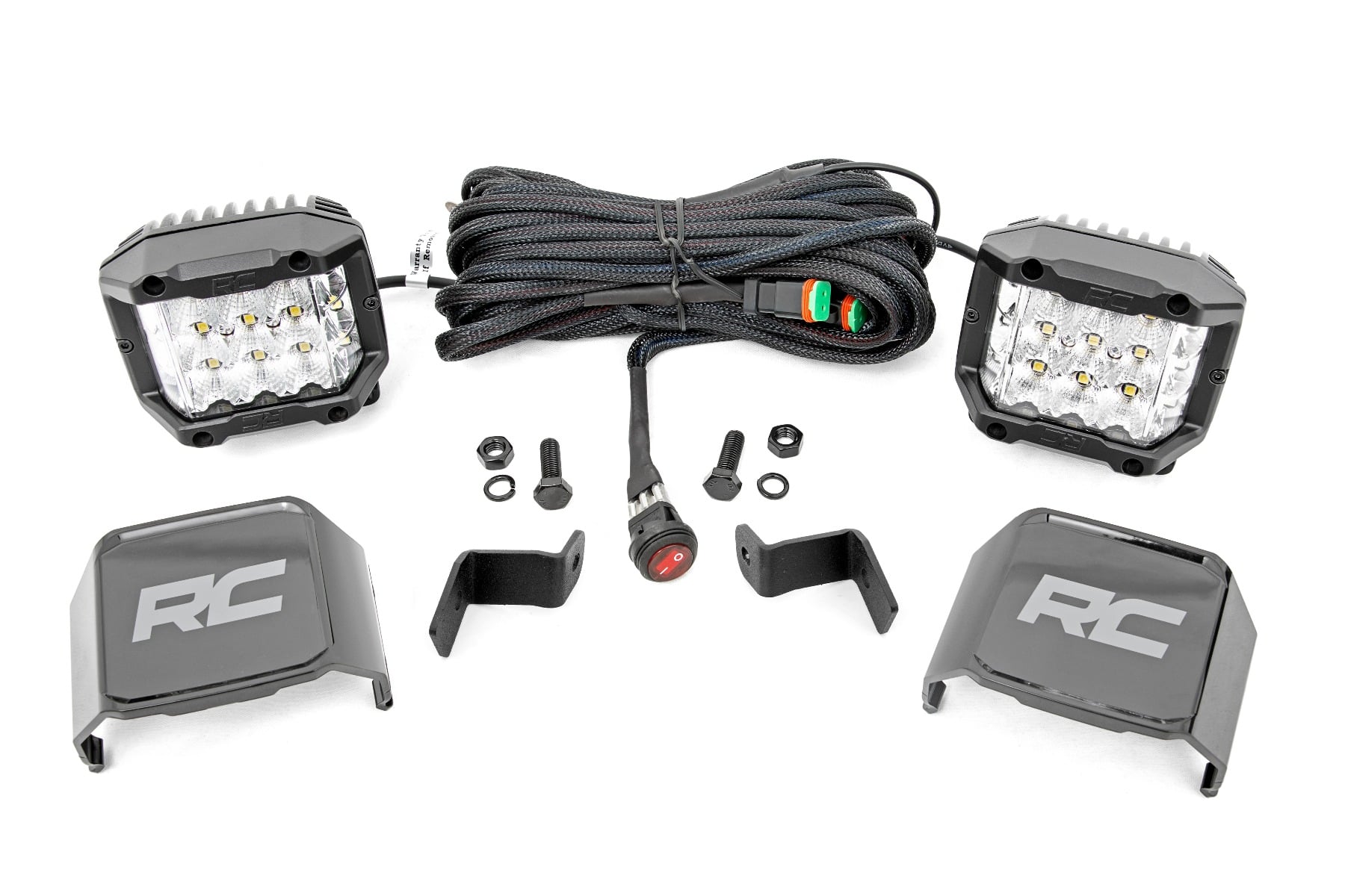 Rough Country LED Light Ditch Mount 2β³ Chrome Pair Wide Angle Ford F-150 (15-24)
