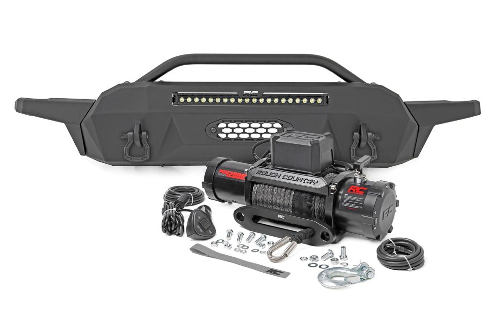 Rough Country Front Bumper Hybrid 20″ Blk White DRL LED Toyota Tacoma 2WD/4WD (16-23)