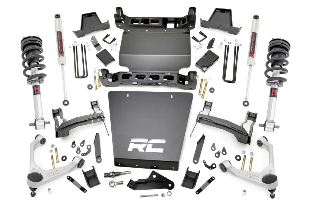 Rough Country 7 Inch Stamped Steel LCA Lift Kit Forged UCA Bracket M1 Struts/M1 Chevy/GMC 1500 (16-18)