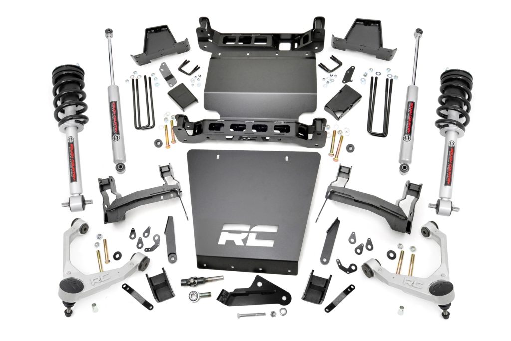 Rough Country 7 Inch Stamped Steel LCA Lift Kit Forged UCA Bracket N3 Struts Chevy/GMC 1500 (16-18)