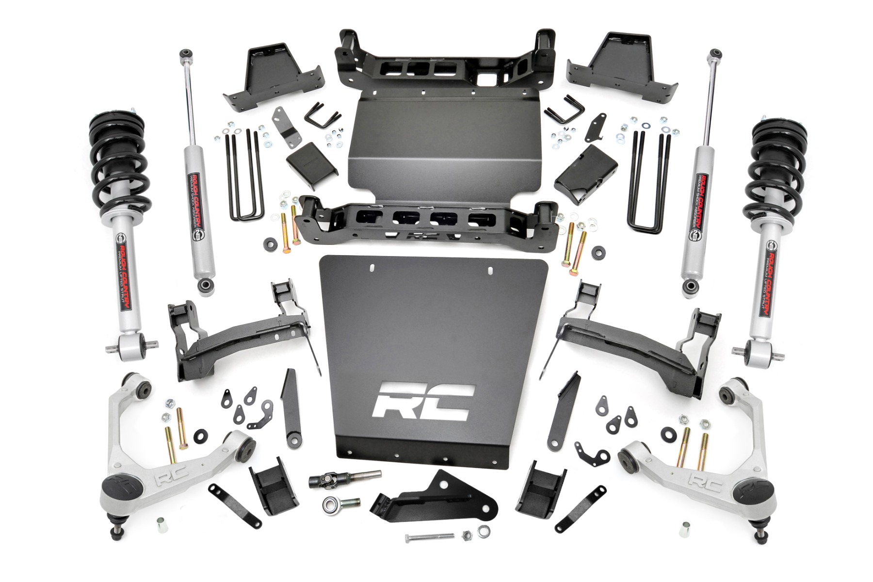 Rough Country 7 Inch Stamped Steel LCA Lift Kit Forged UCA Bracket N3 Struts Chevy/GMC 1500 (16-18)