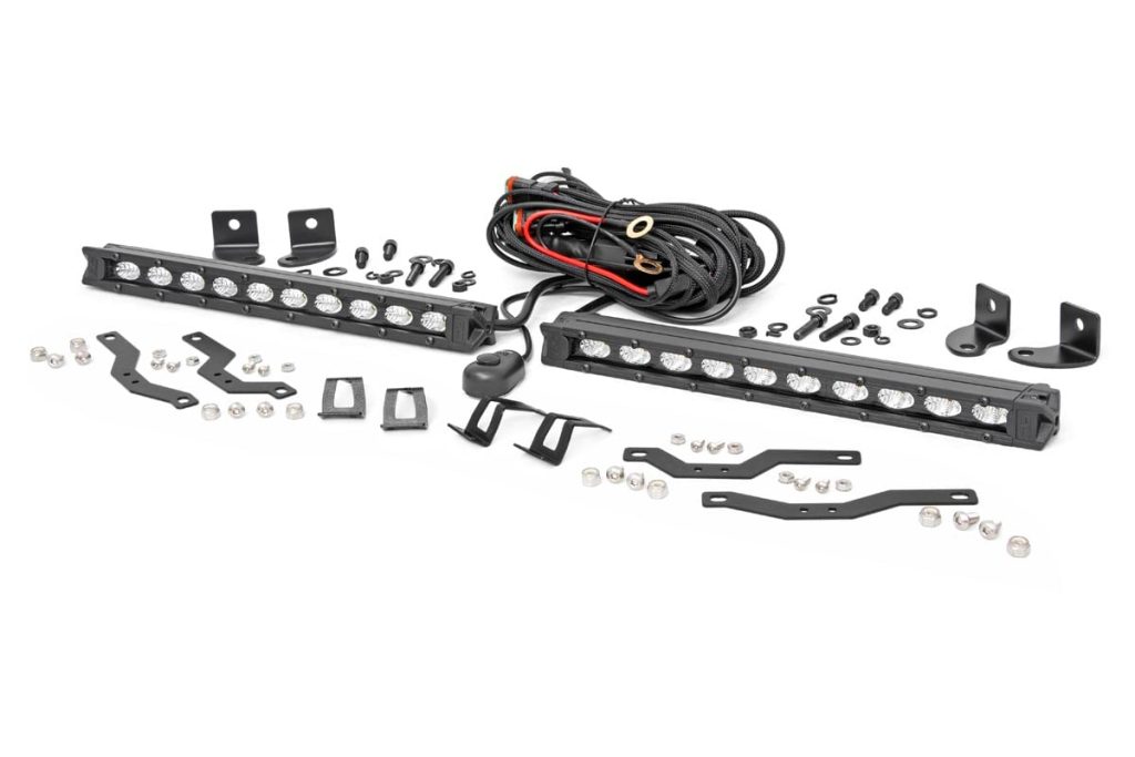 Rough Country LED Light Kit Grille Mount 10″ Black Slimline Pair Ford F-150 (18-20)