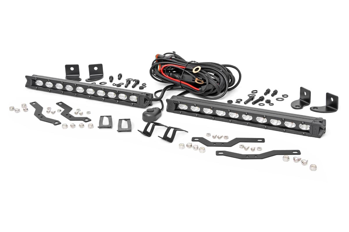 Rough Country LED Light Kit Grille Mount 10β³ Black Slimline Pair Ford F-150 (18-20)