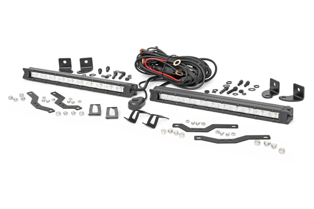 Rough Country LED Light Kit Grille Mount 10″ Chrome Slimline Pair Ford F-150 (18-20)