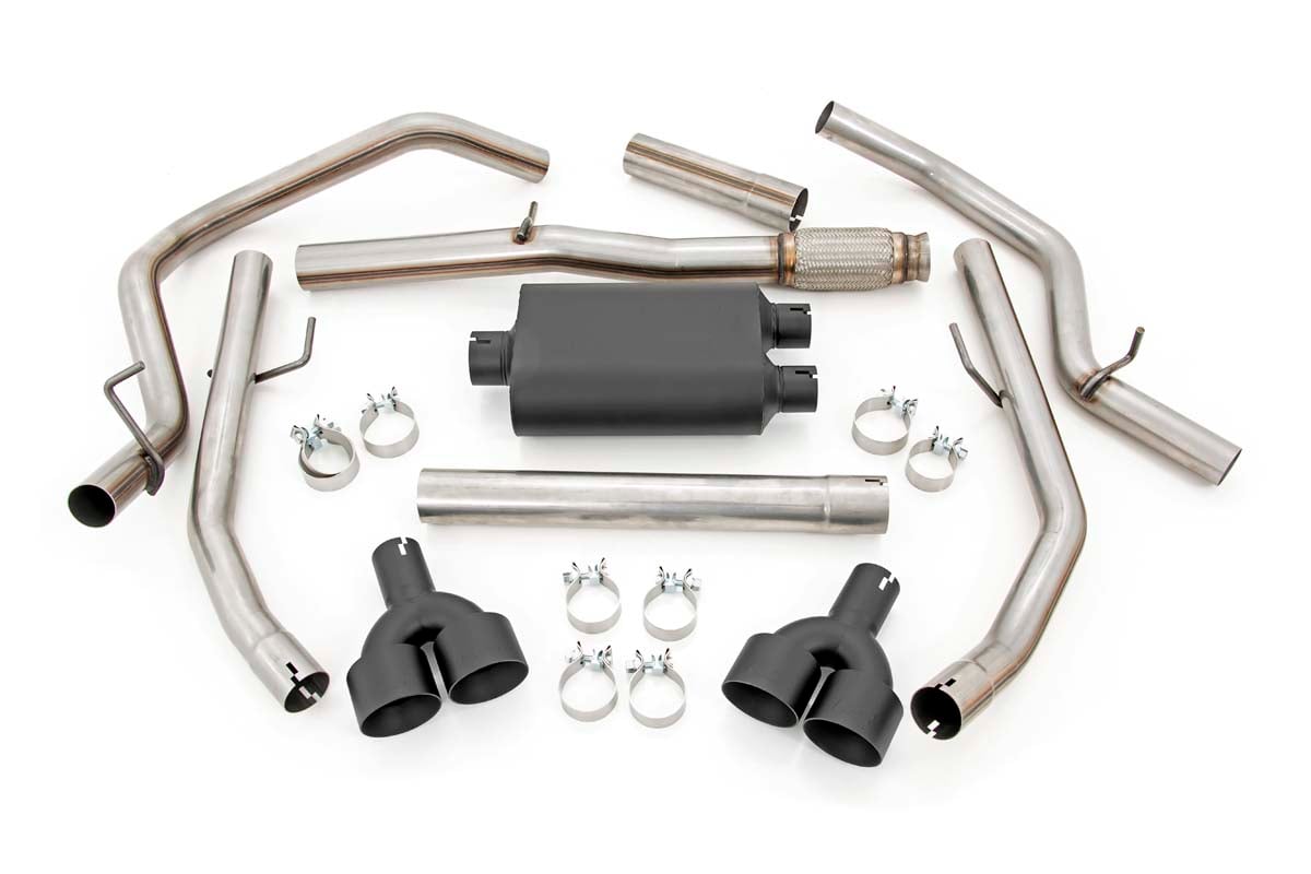 Rough Country Performance Exhuast Stainless Crew/Dbl RR Exit Chevy/GMC Sierra/Silverado 1500 (19-26)