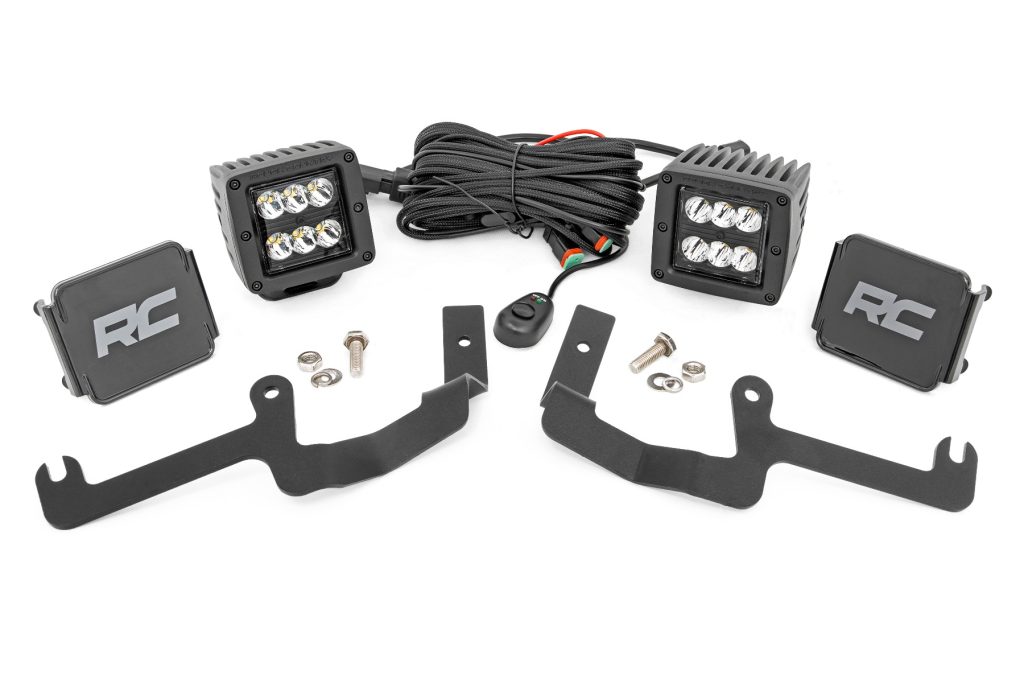 Rough Country LED Light Kit Ditch Mount 2β³ Black Pair Spot Chevy Silverado 1500 (19-26)