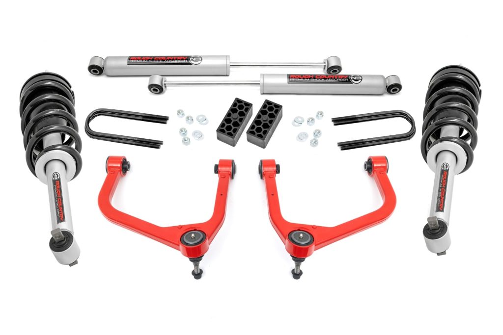Rough Country 3.5 Inch Lift Kit N3 Struts Rear Mono Leaf Chevy Silverado 1500 (25-26)