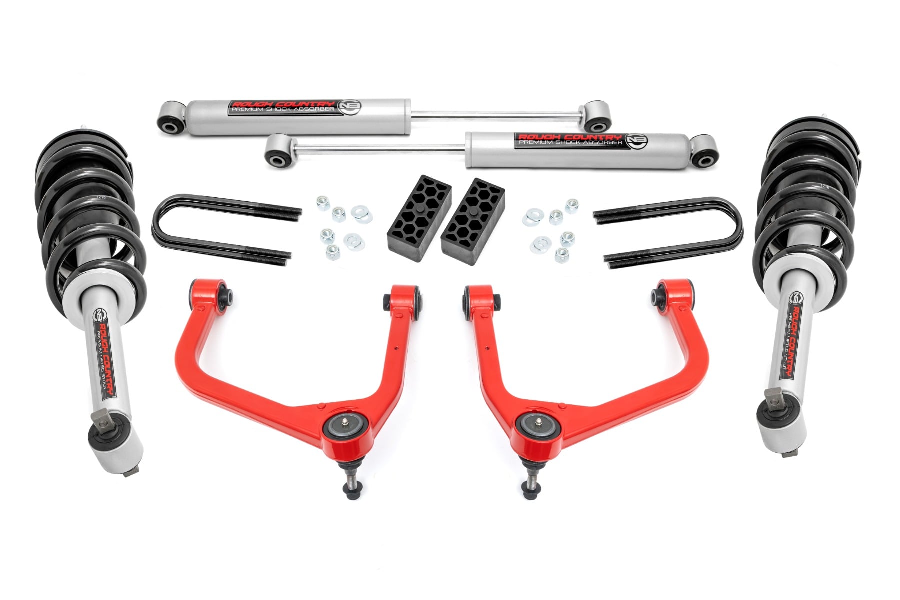 Rough Country 3.5 Inch Lift Kit N3 Struts Rear Mono Leaf Chevy Silverado 1500 (25-26)