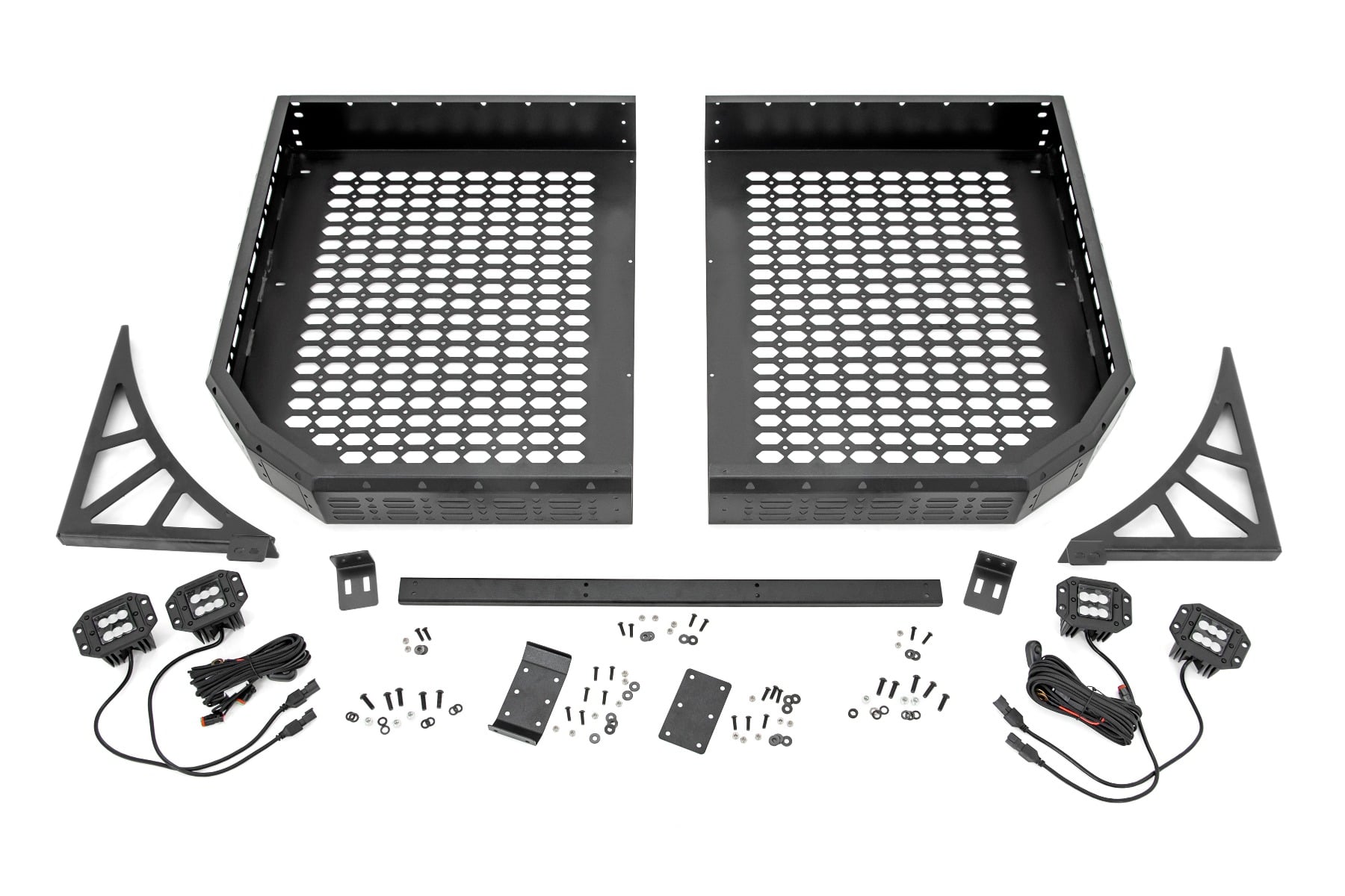 Rough Country Cargo Rack Dual 2β³ Black LED Pairs Flush Mount Polaris Ranger XP 1000