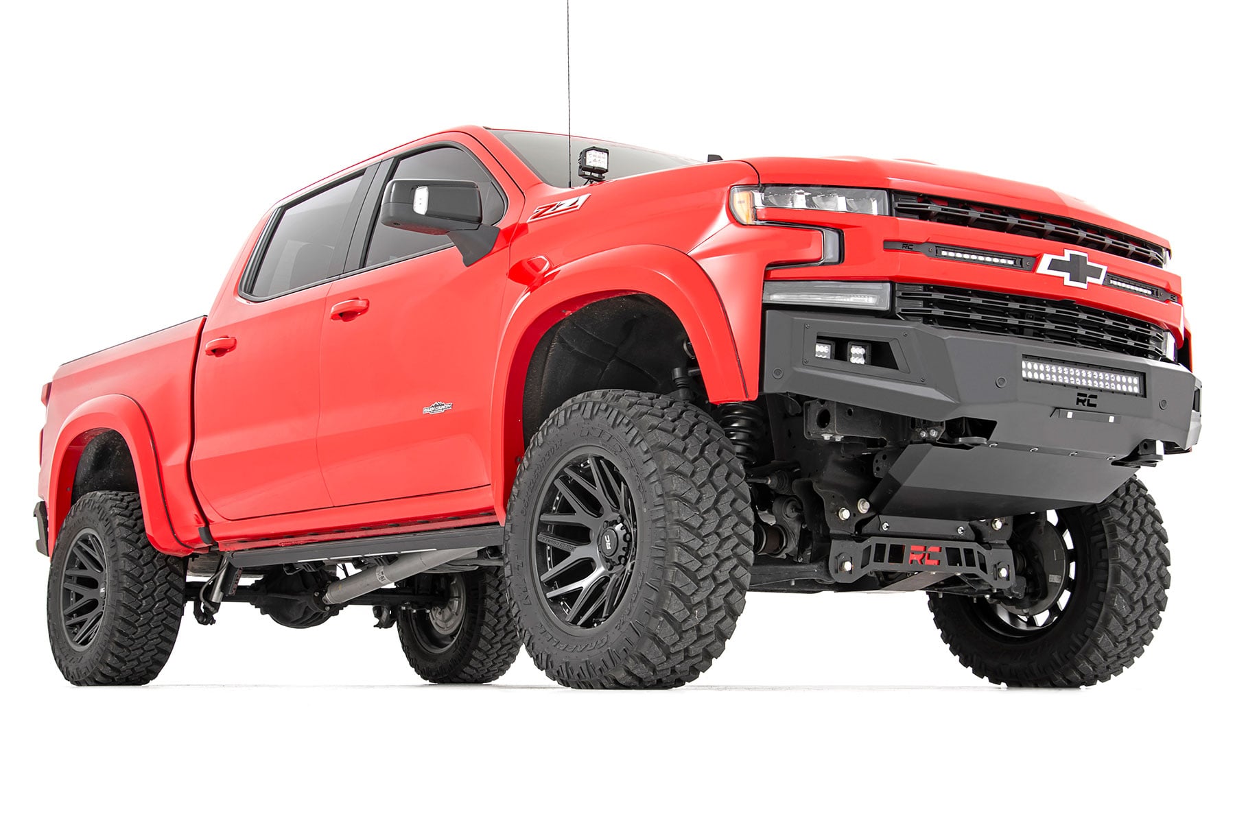 Rough Country High Clearance Front Bumper LED Lights & Skid Plate Chevy Silverado 1500 (19-22)