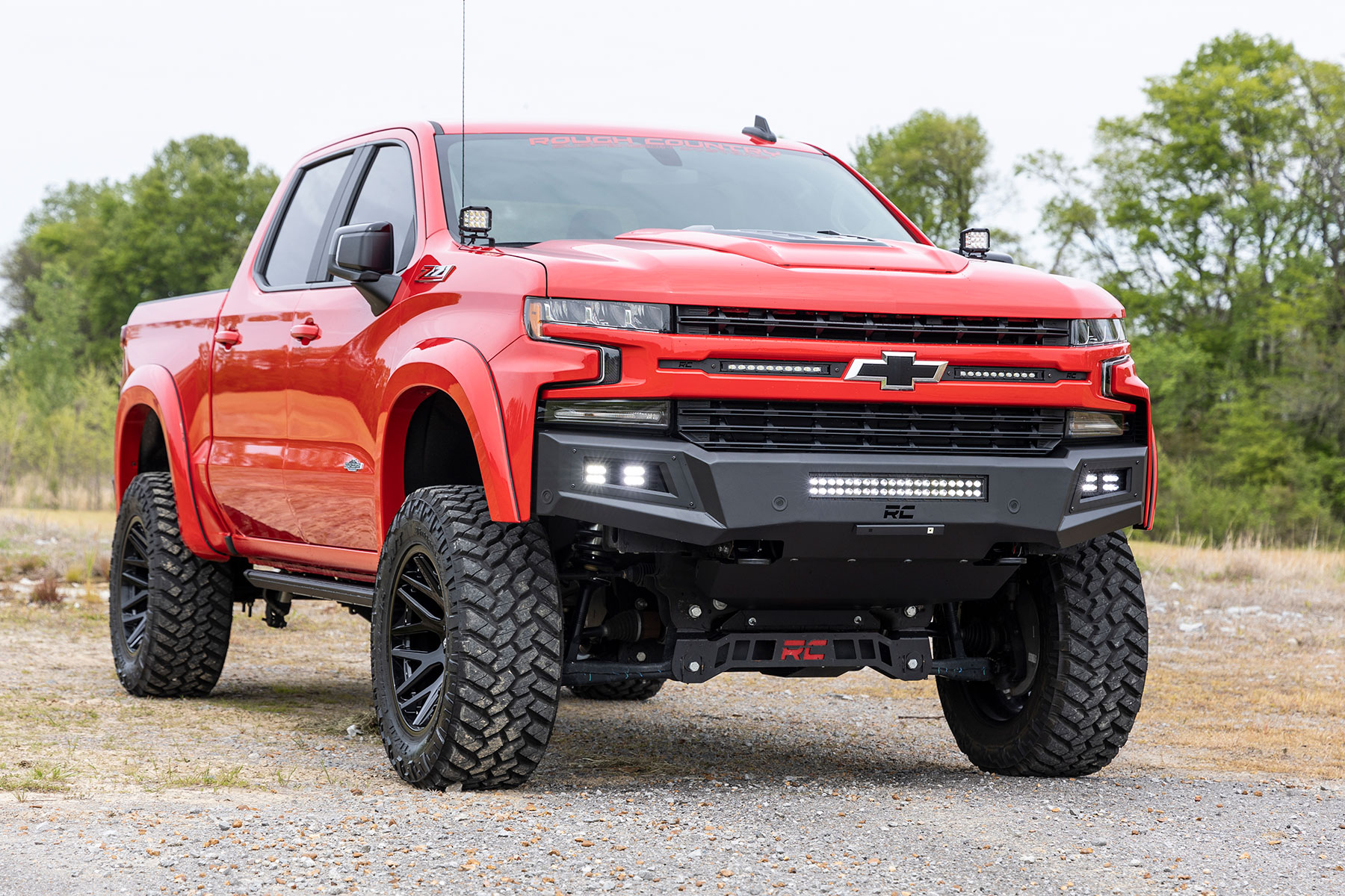 Rough Country High Clearance Front Bumper LED Lights & Skid Plate Chevy Silverado 1500 (19-22)