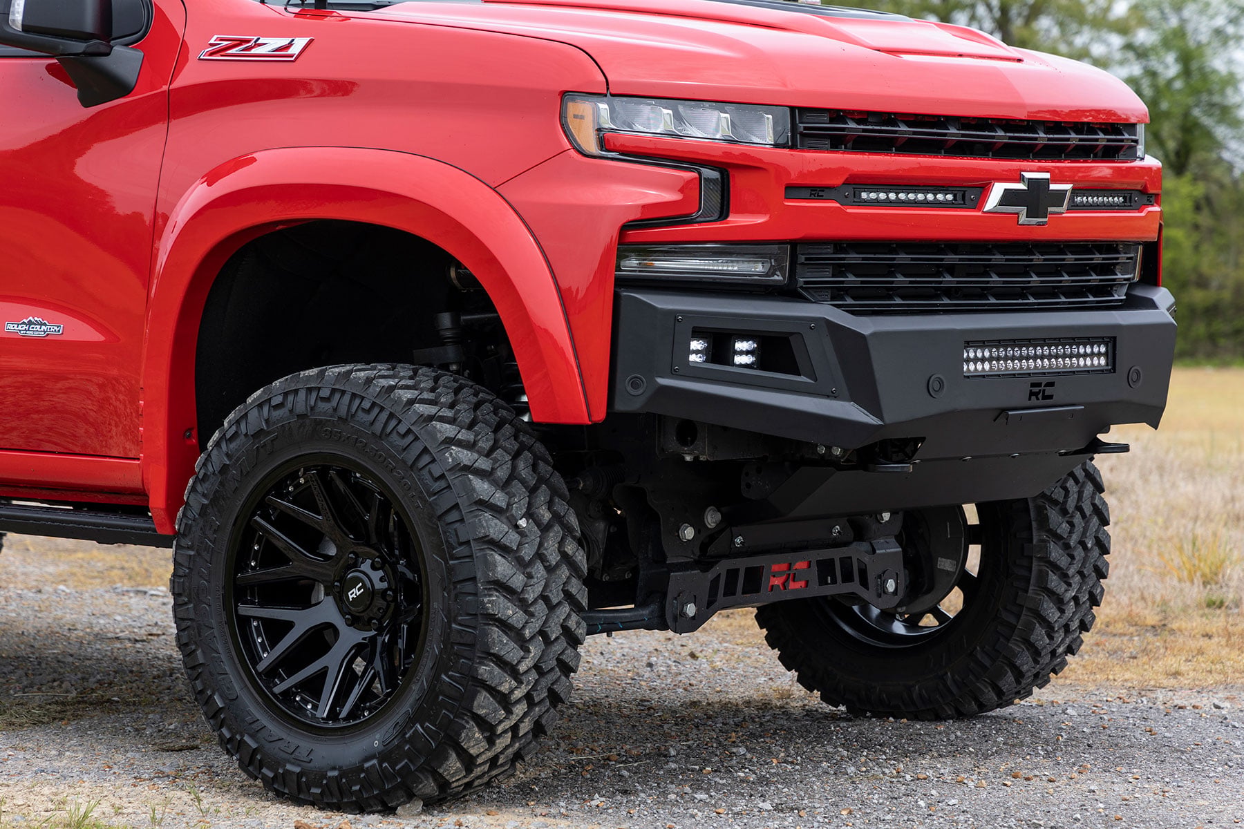 Rough Country High Clearance Front Bumper LED Lights & Skid Plate Chevy Silverado 1500 (19-22)