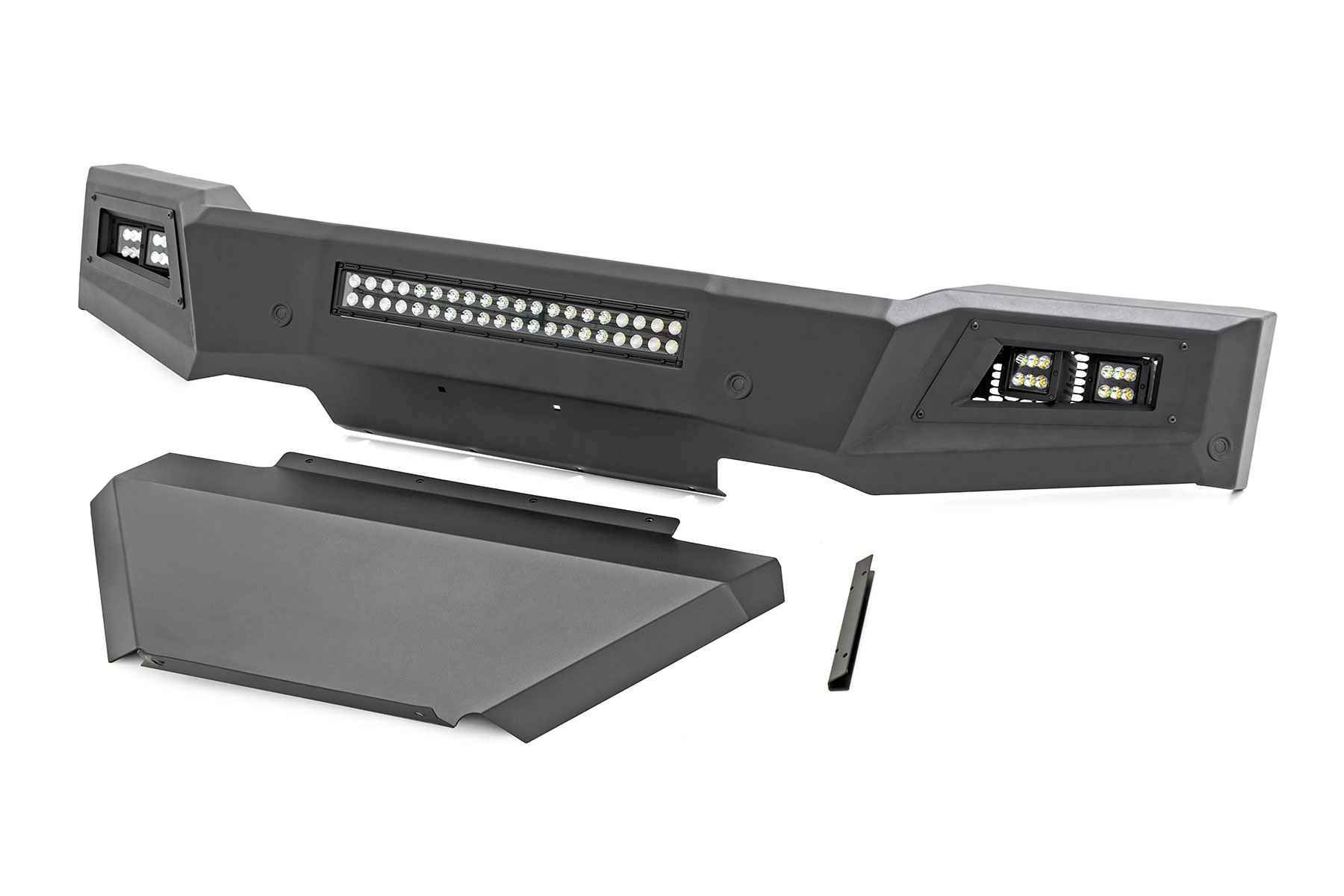 Rough Country High Clearance Front Bumper LED Lights & Skid Plate Chevy Silverado 1500 (19-22)