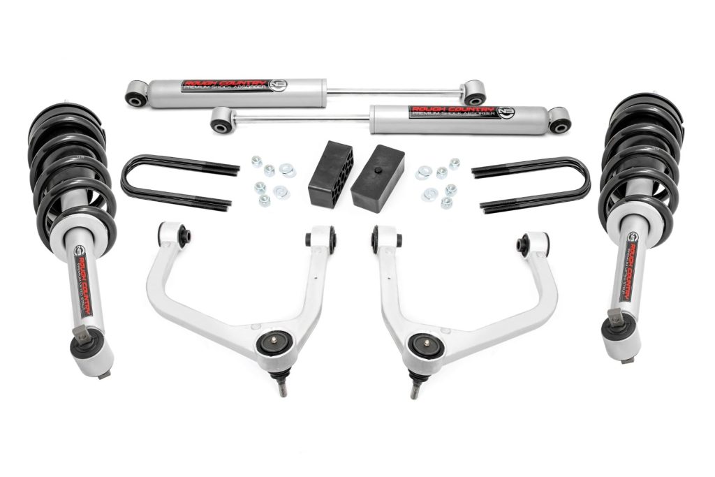 Rough Country 3.5 Inch Lift Kit Mono Leaf Rear N3 Struts GMC Sierra 1500 (25-26)