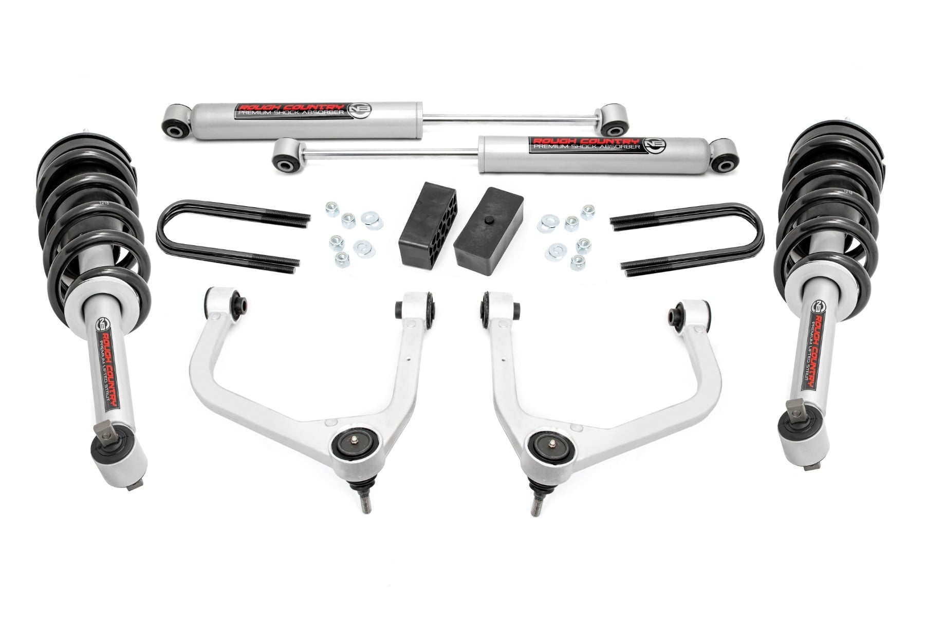 Rough Country 3.5 Inch Lift Kit Mono Leaf Rear N3 Struts GMC Sierra 1500 (25-26)