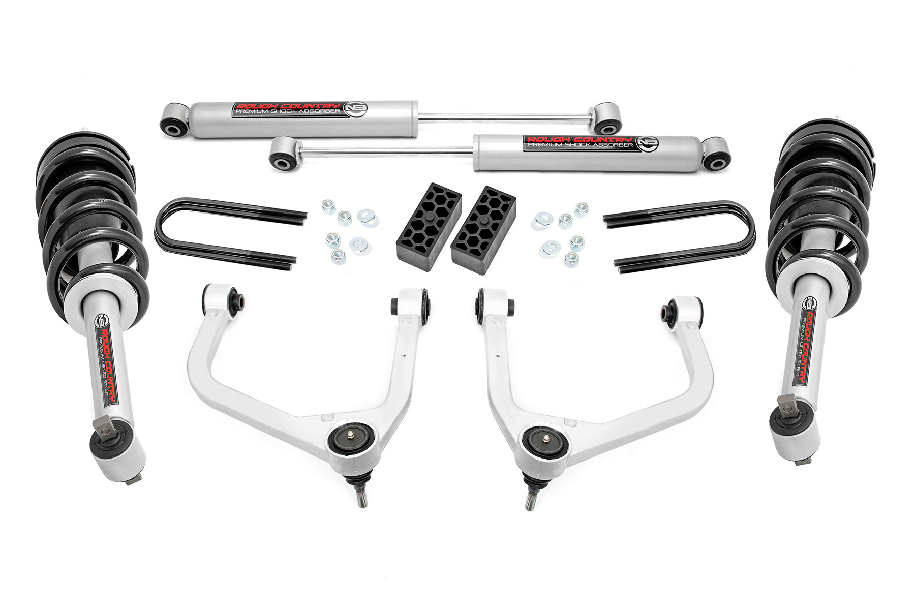 Rough Country 3.5 Inch Lift Kit N3 Struts Rear Mono Leaf Chevy Silverado 1500 (22-24)