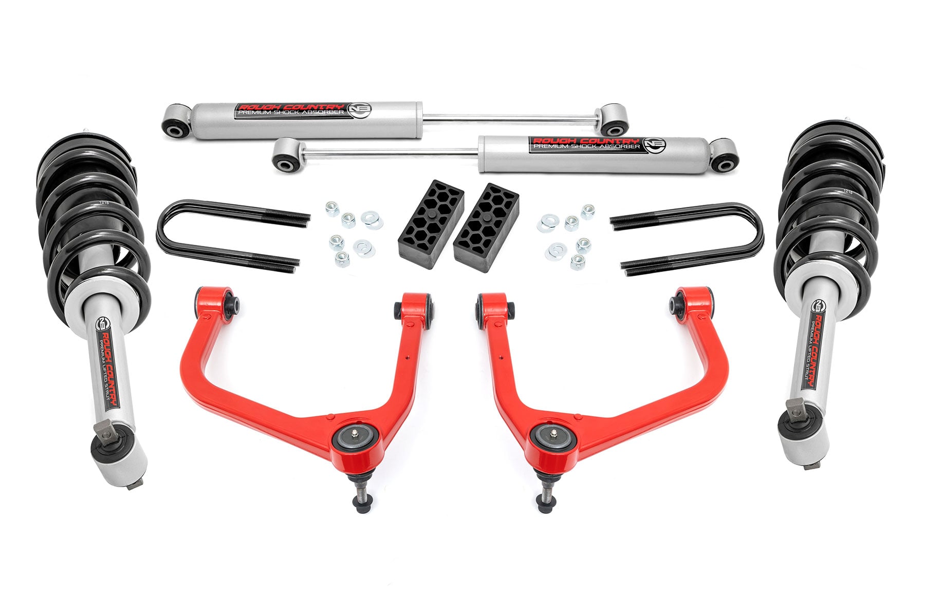 Rough Country 3.5 Inch Lift Kit N3 Struts Rear Mono Leaf Chevy Silverado 1500 (22-24)