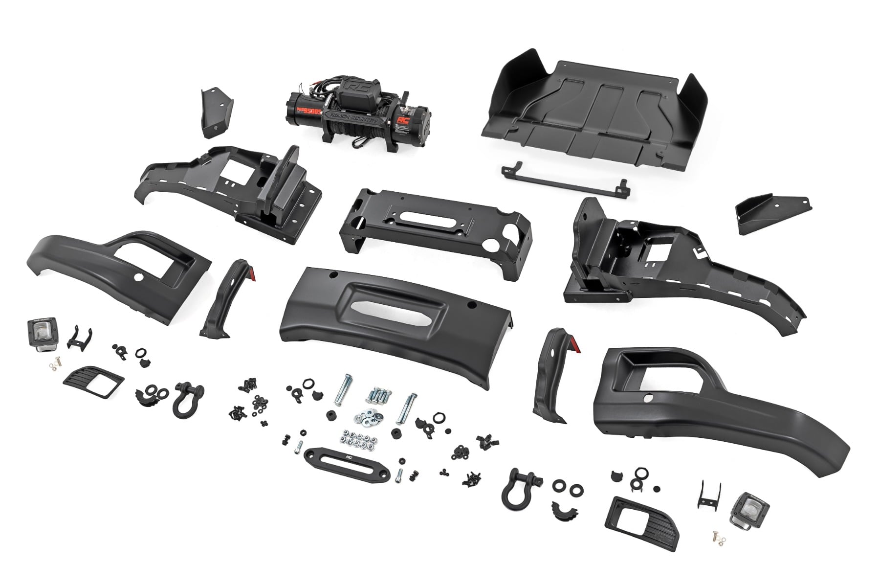 Rough Country Front FXS Bumper 12000S GBA Black Chevy Silverado 1500 2WD/4WD (23-26)