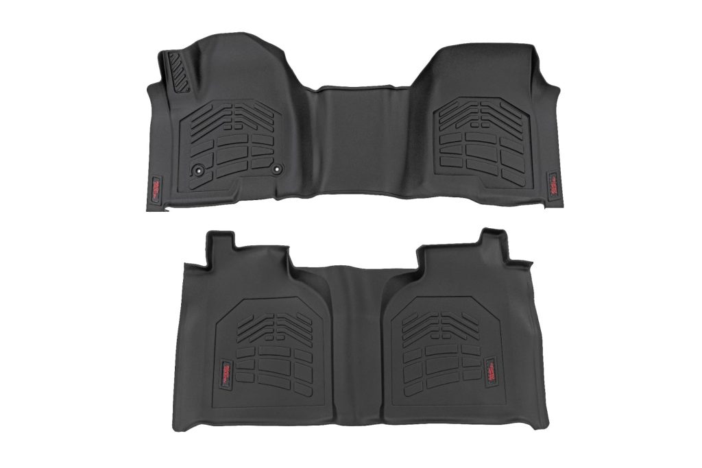 Rough Country Sure-Fit Floor Mats FR & RR FR Over Hump Crew Chevy/GMC 1500/2500HD/3500HD (19-26)