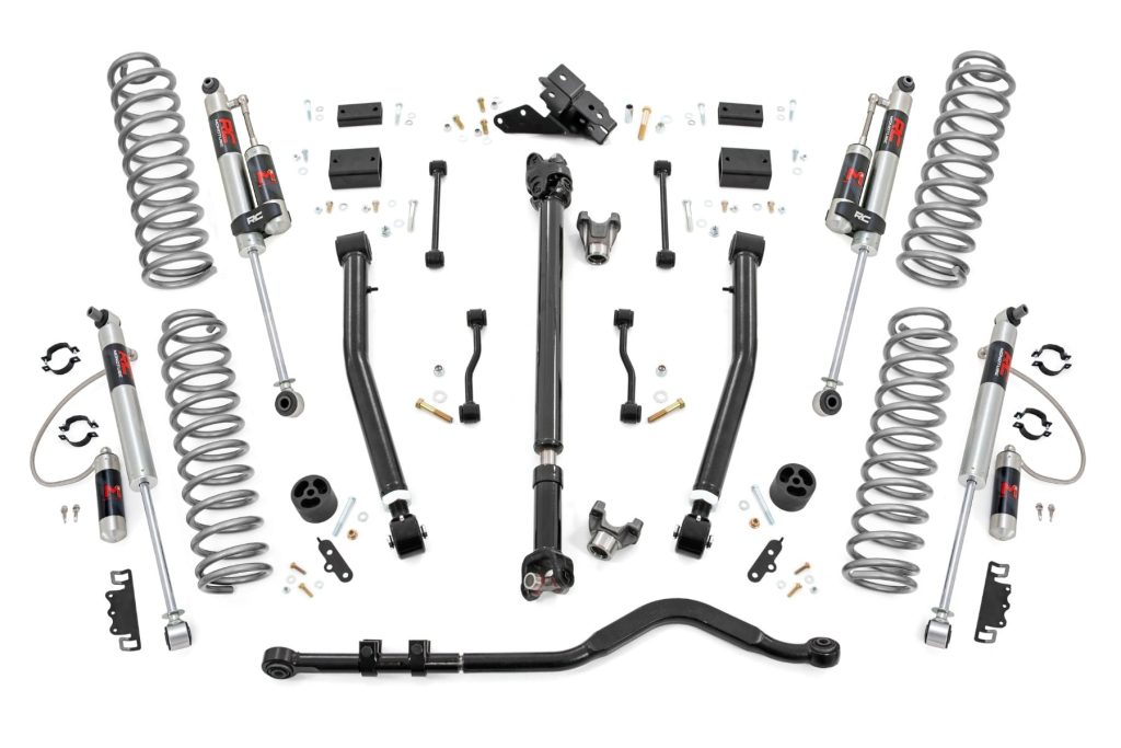 Rough Country 3.5 Inch Lift Kit Adj LCA FR D/S M1R Jeep Wrangler JL Rubicon (18-23)