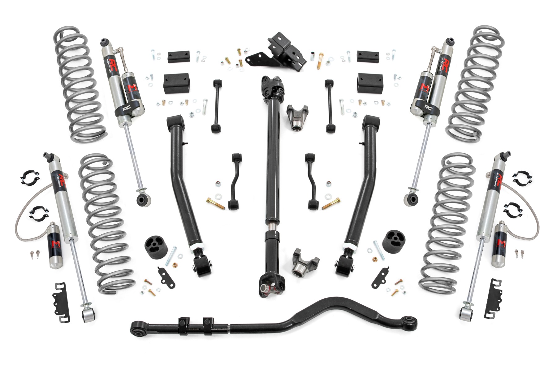 Rough Country 3.5 Inch Lift Kit Adj Lower FR D/S M1R Jeep Wrangler JL 4WD (2018-2023)