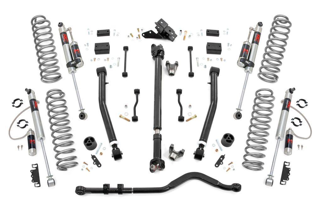 Rough Country 3.5 Inch Lift Kit Adj Lower FR D/S M1R Jeep Wrangler JL 4WD (24-26)