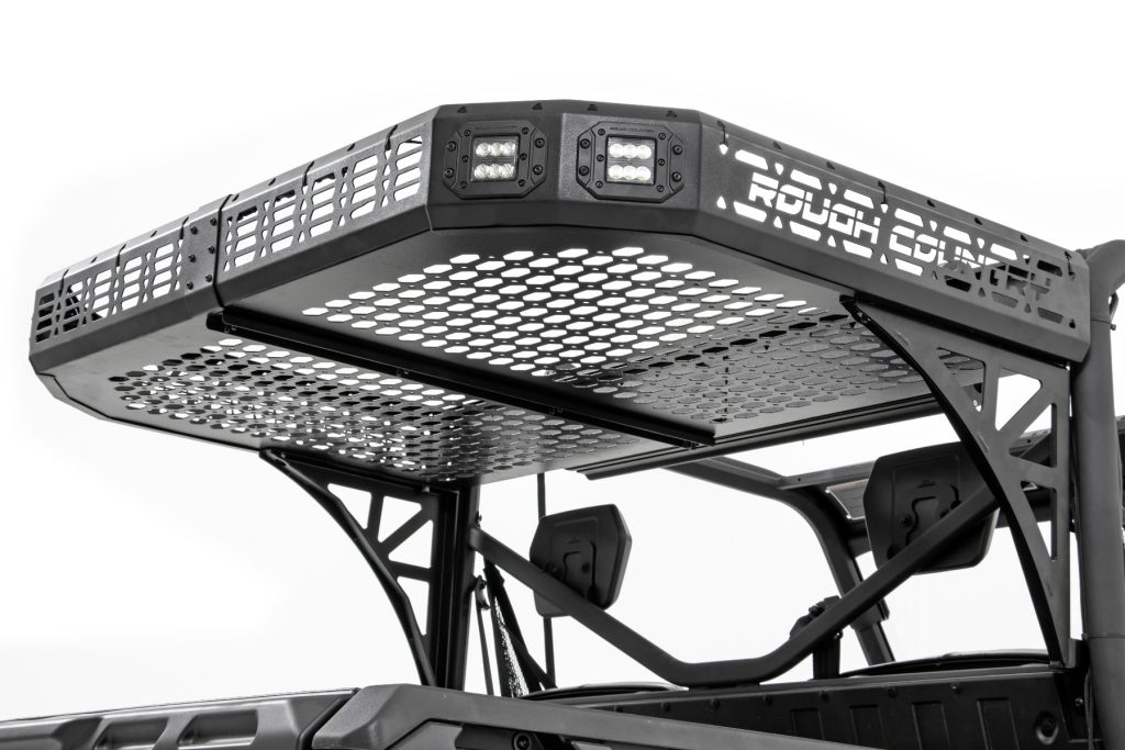 Rough Country Cargo Rack Dual 2″ Black LED Pairs Flush Mount Can-Am Defender HD 5/HD 8/HD 9/HD 10