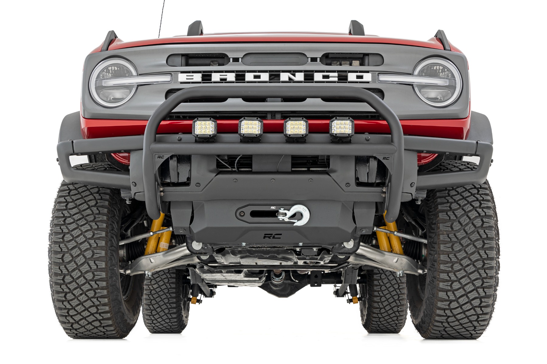 Rough Country Nudge Bar 20 Inch BLK DRL Single Row LED OE Modular Steel Ford Bronco (21-26)