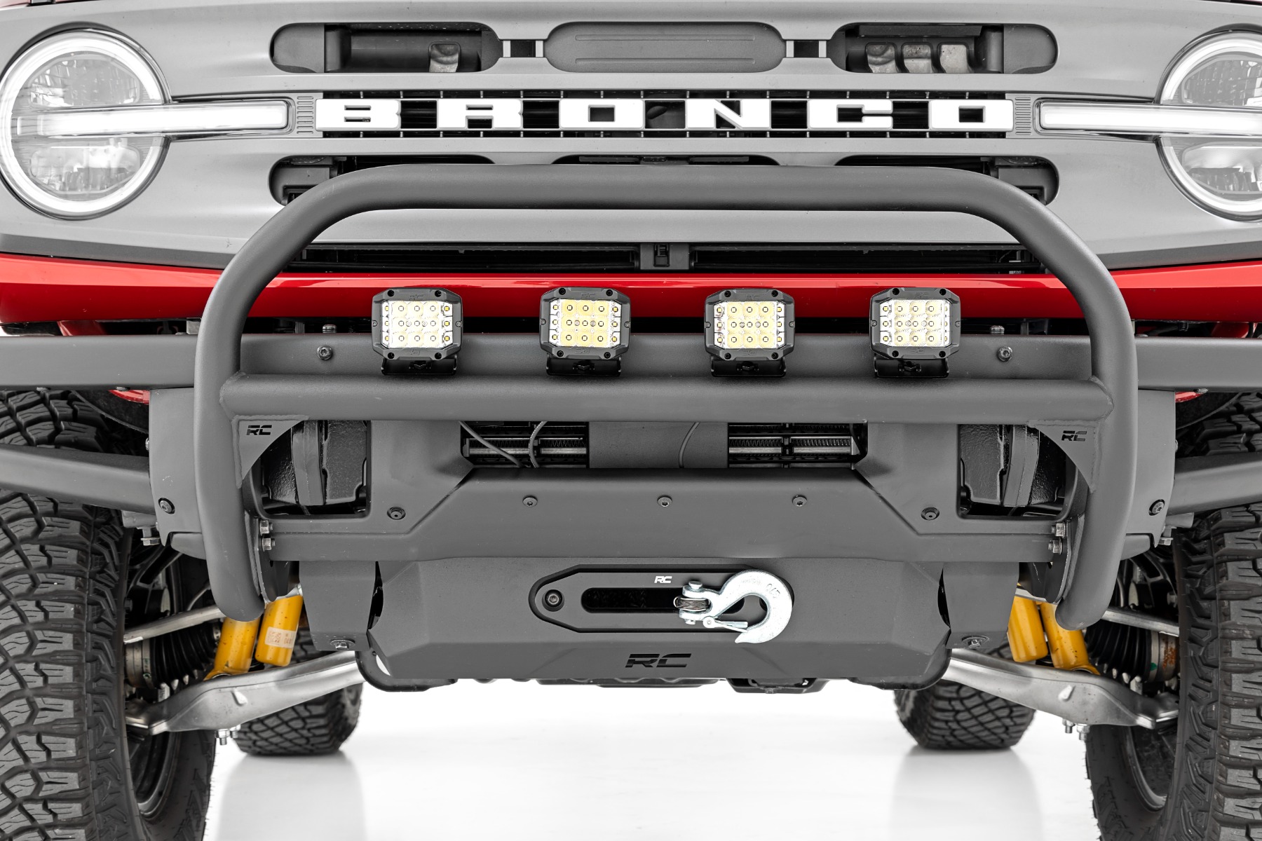 Rough Country Nudge Bar 20 Inch BLK DRL Single Row LED OE Modular Steel Ford Bronco (21-26)