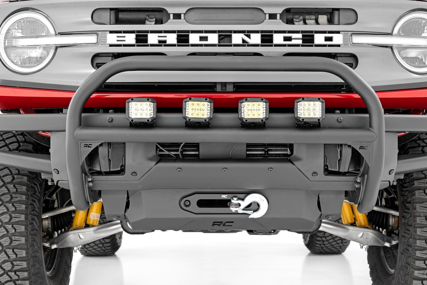 Rough Country Nudge Bar 3 Inch Wide Angle Led (x4) Oe Modular Steel Ford Bronco (21-26)