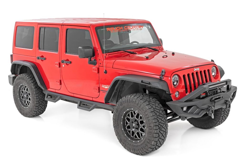 Rough Country High Clearance LED Flat Fender Flare Kit UV Treated Jeep Wrangler JK (07-18)