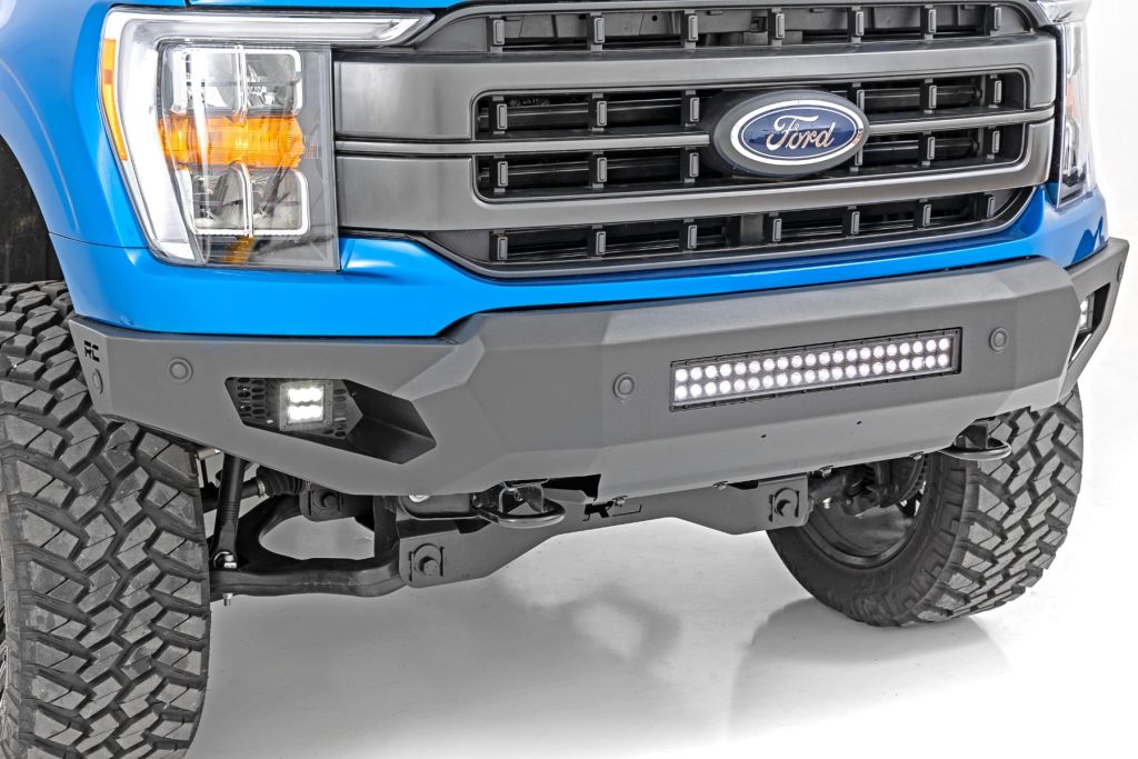 Rough Country High Clearance Front Bumper LED Lights & Skid Plate Ford F-150 (21-23)