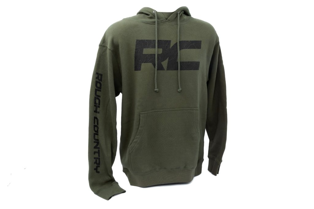 Rough Country Hoodie RC Topographical Sleeve Army Green MD