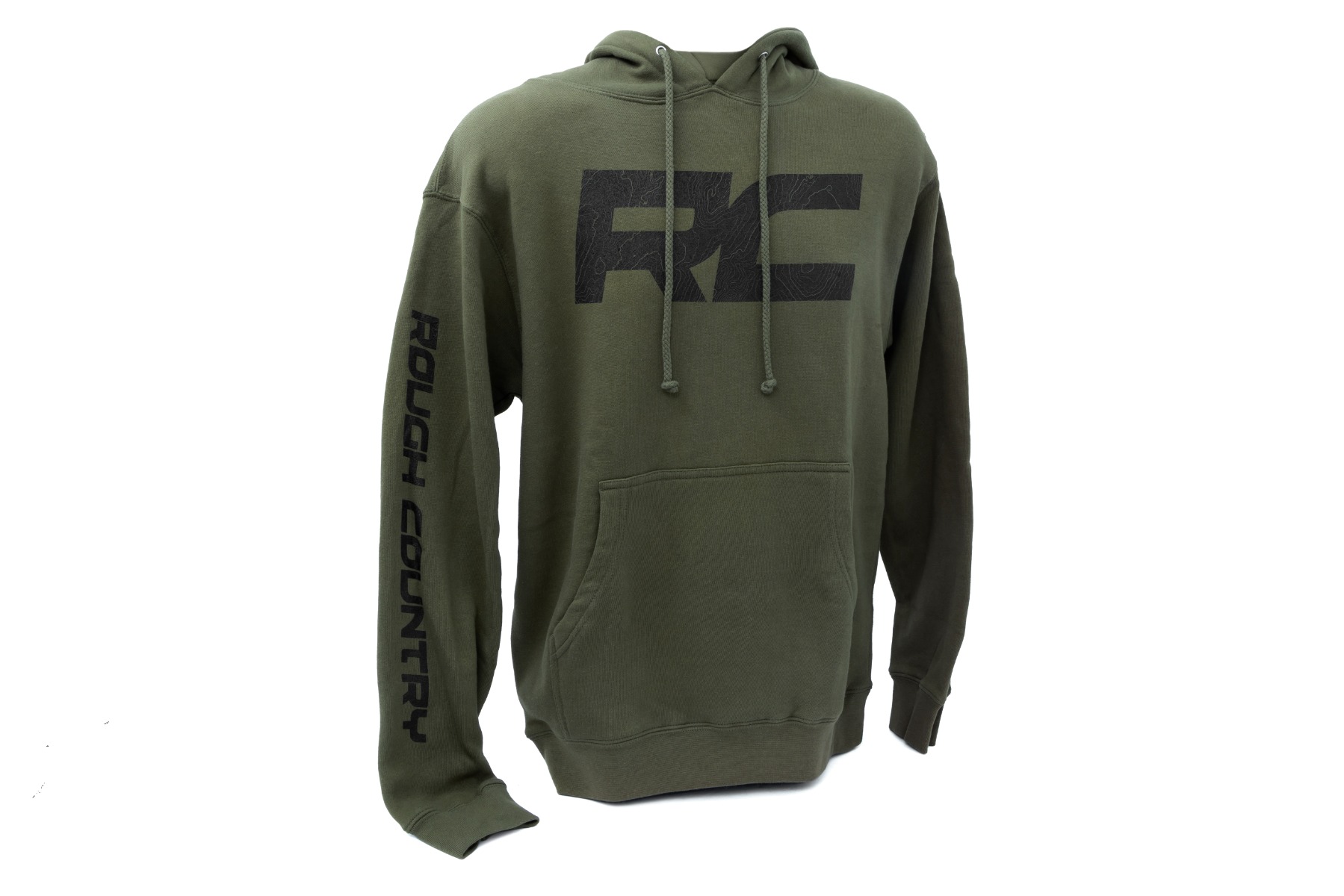 Rough Country Hoodie RC Topographical Sleeve Army Green LG