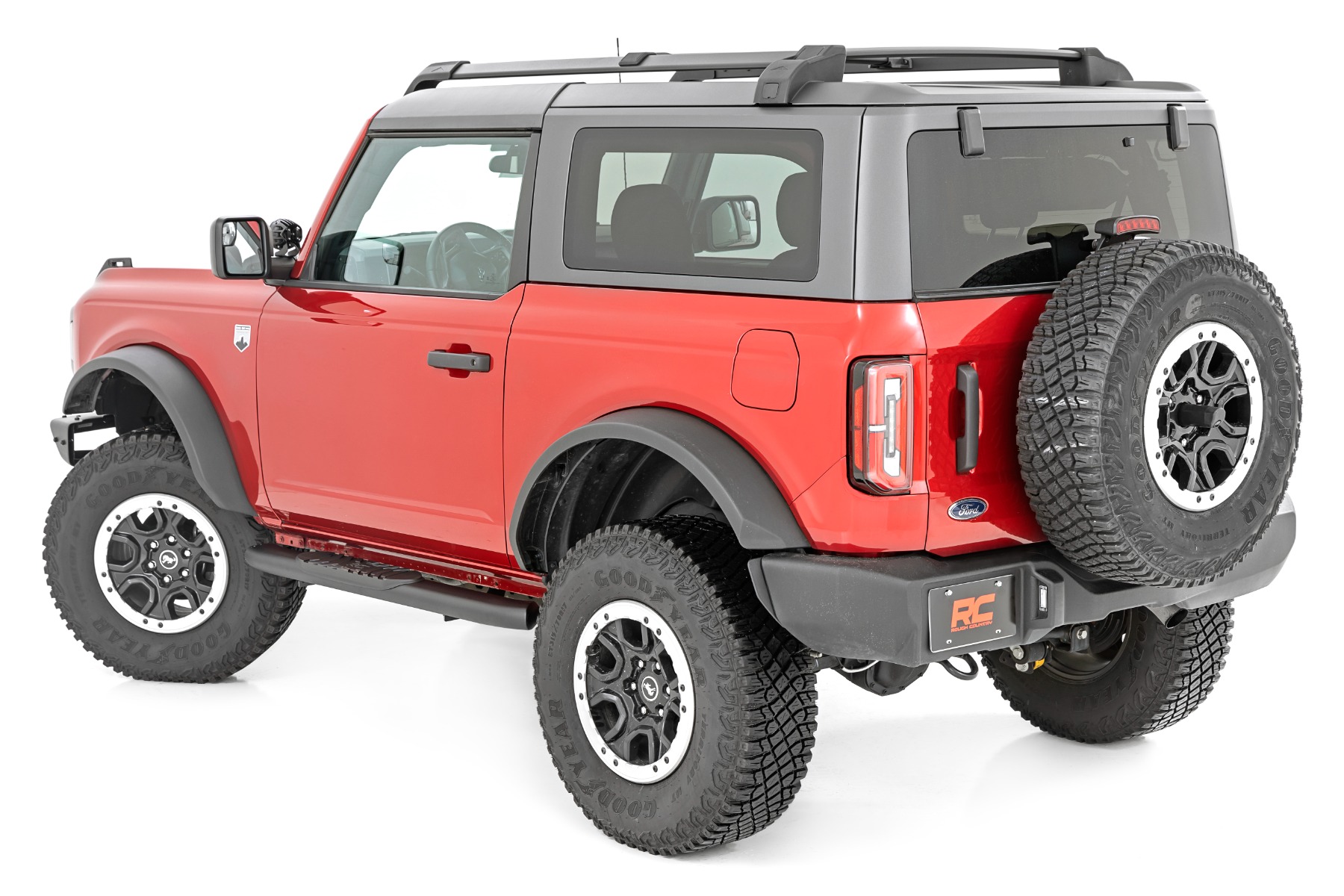 Rough Country Oval Nerf Steps 2-Door Black Ford Bronco (2 Door) 4WD (2021-2026)