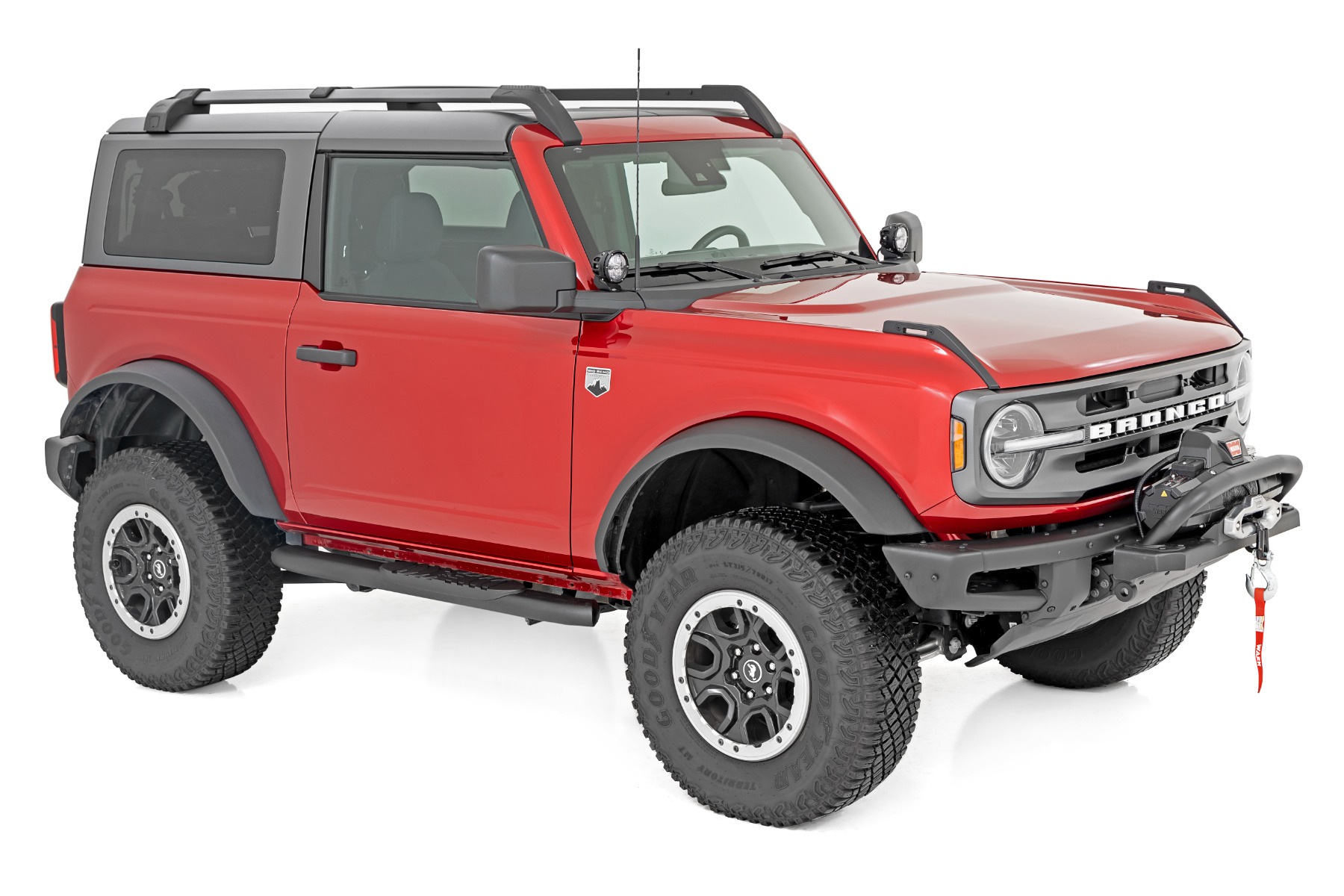 Rough Country Oval Nerf Steps 2-Door Black Ford Bronco (2 Door) 4WD (2021-2026)