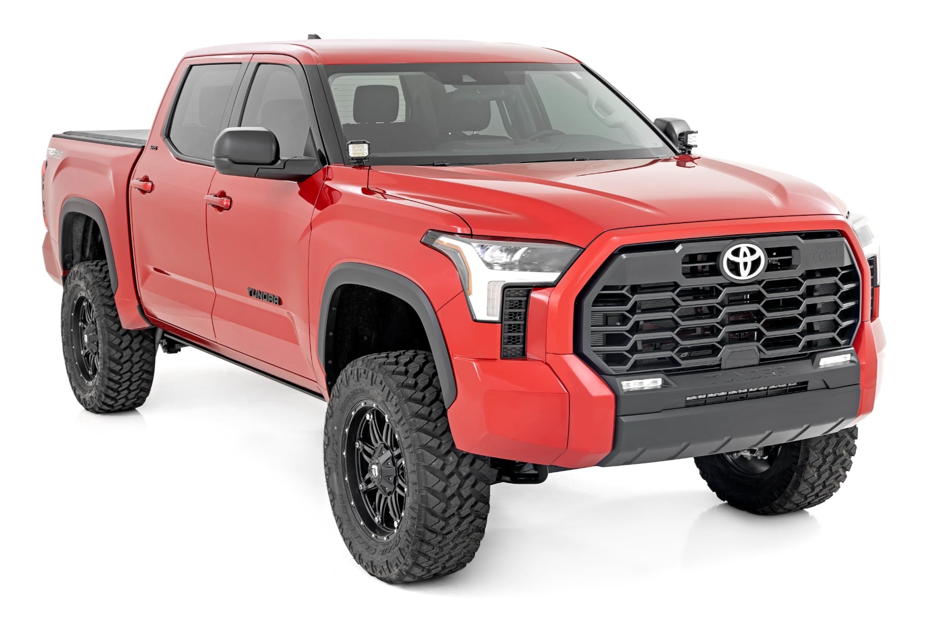 Rough Country LED Light Kit Ditch Mount 2β³ Black Pair Amber DRL Toyota Tundra (22-26)