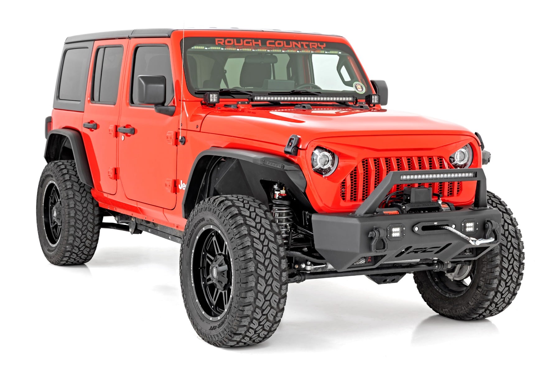 Rough Country High Clearance LED Flat Fender Flare Kit UV Treated Jeep Wrangler JL (2018-2026)