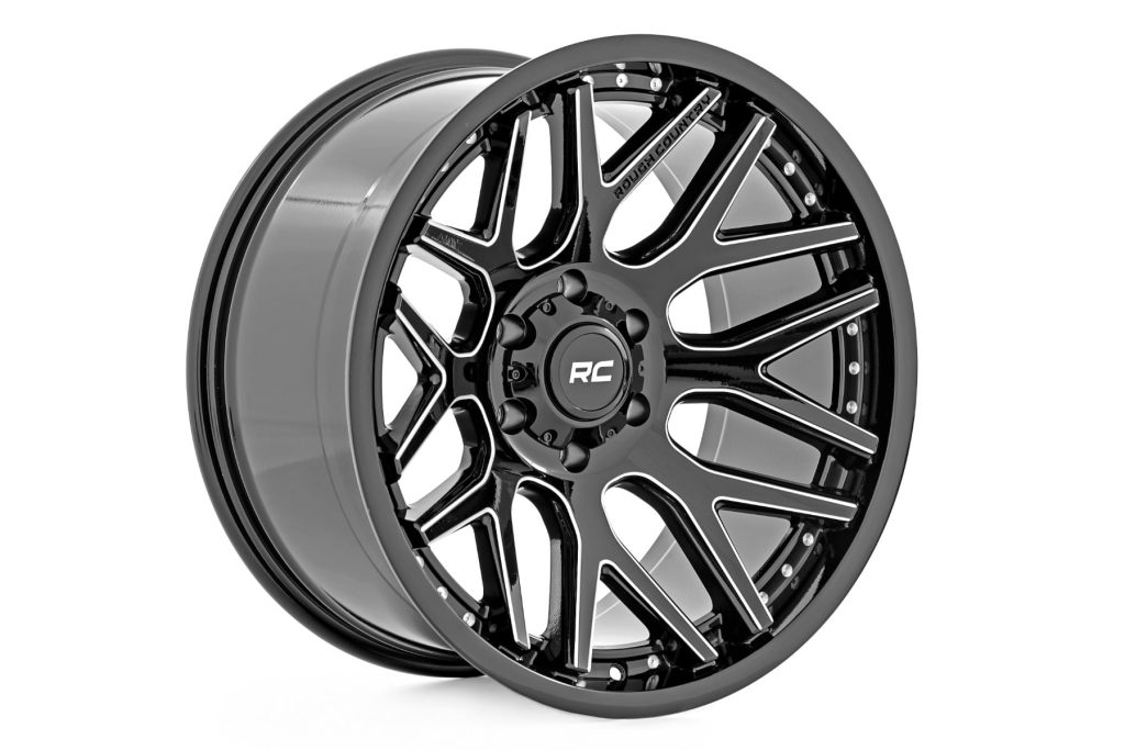 Rough Country 95 Series Wheel One-Piece Gloss Black Machined 20x10 8x6.5 -19mm