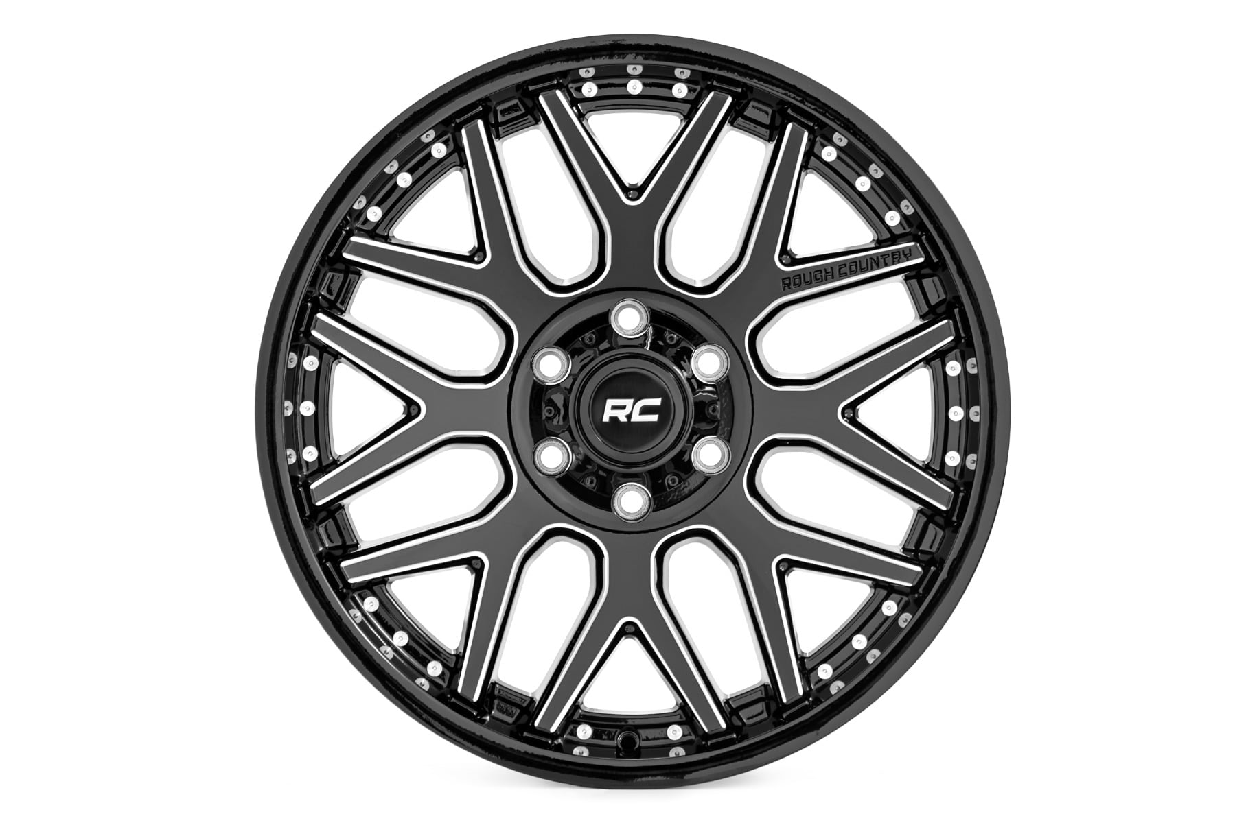 Rough Country 95 Series Wheel Machined One-Piece Gloss Black 20x10 8x170 -19mm