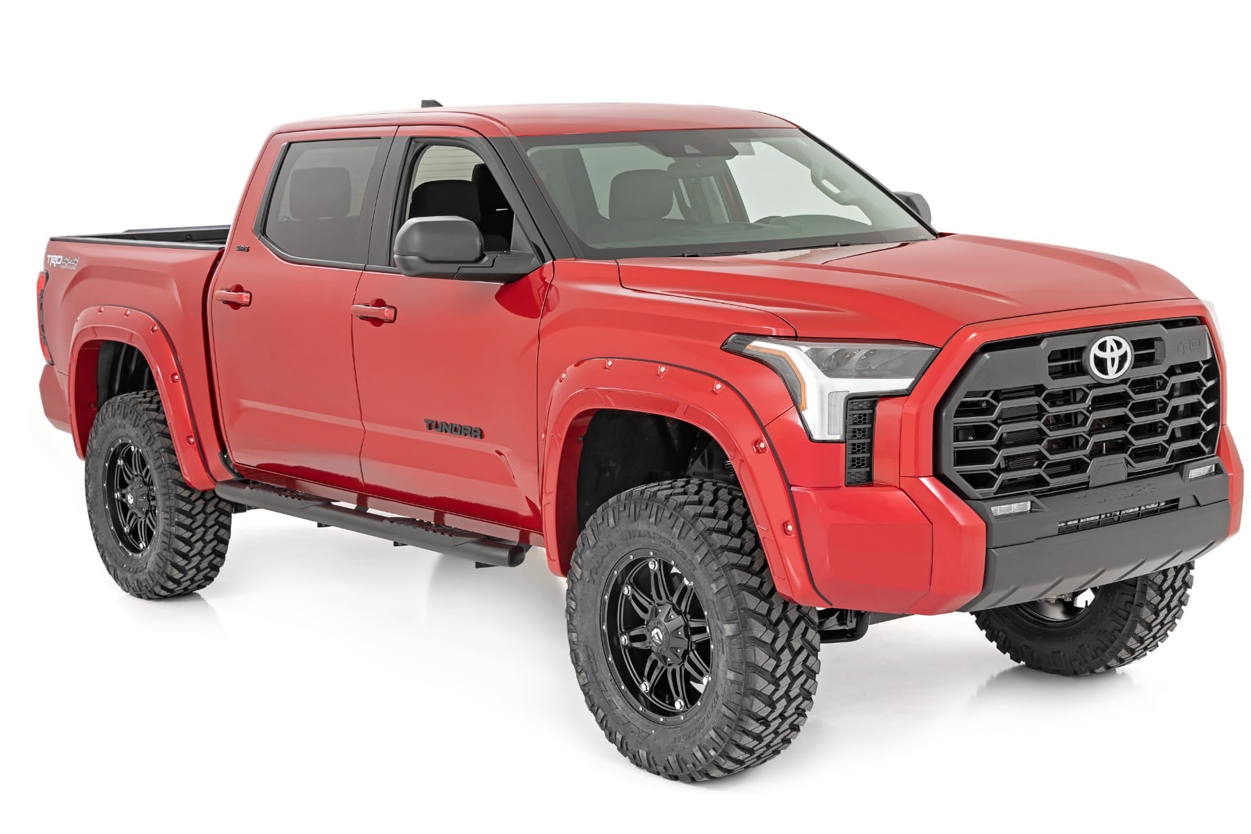 Rough Country Oval Nerf Steps Crew Cab Black Toyota Tundra 2WD/4WD (2022-2026)