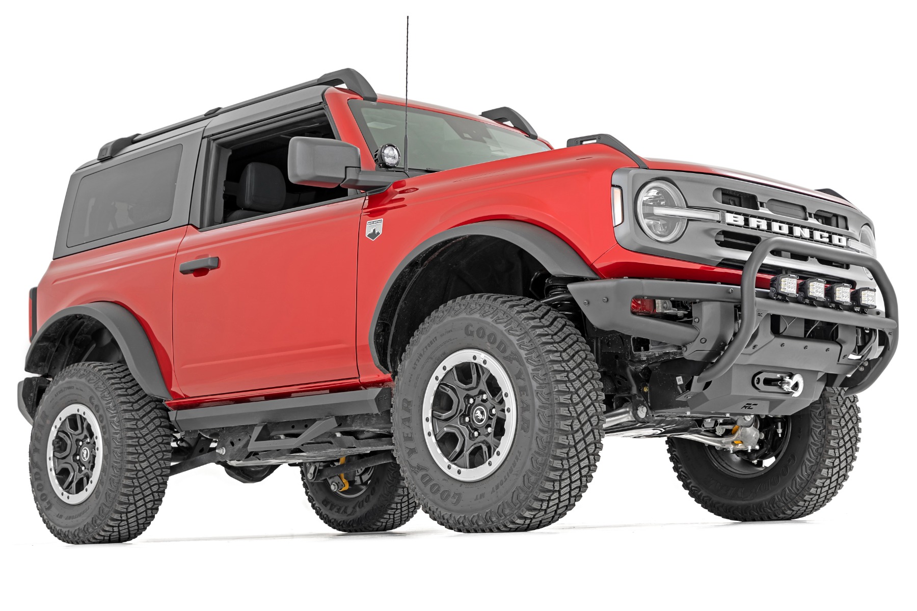 Rough Country Nudge Bar 20 Inch BLK DRL Single Row LED OE Modular Steel Ford Bronco (21-26)