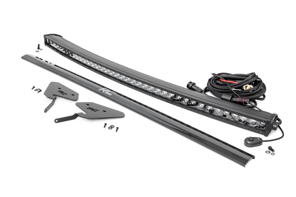 Rough Country LED Light Kit 30 Inch Curved Front Bracket Black Series Polaris RZR Turbo S4
