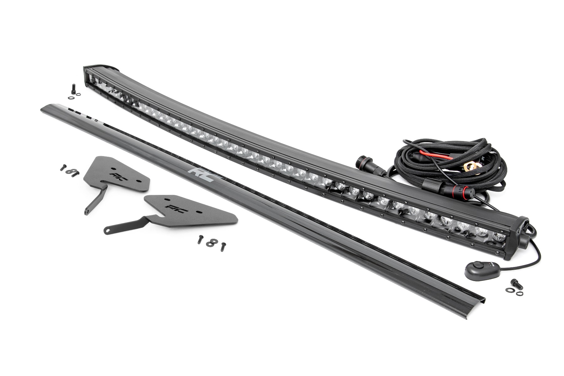 Rough Country LED Light Kit 30 Inch Curved Front Bracket Black Series Polaris RZR Turbo S4
