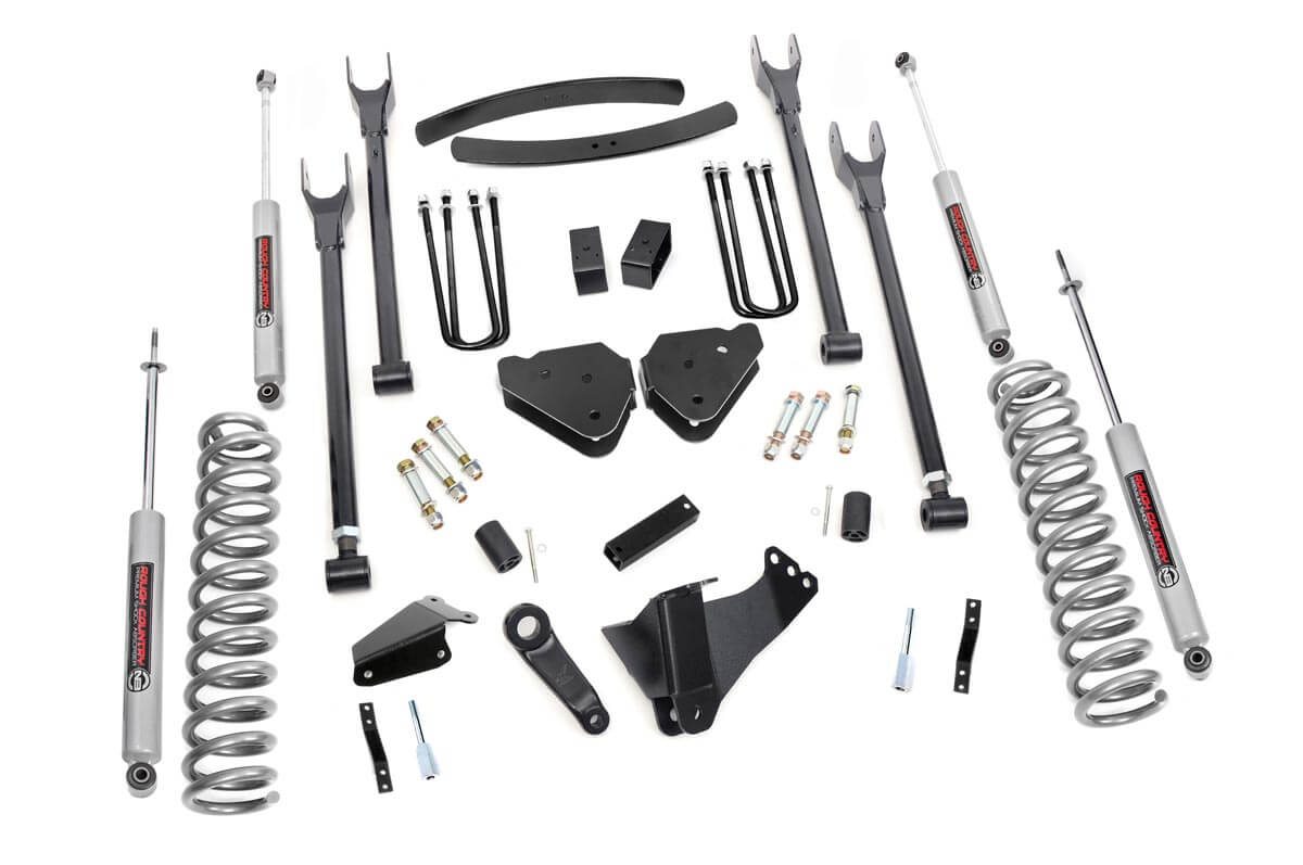 Rough Country 6 Inch Lift Kit Gas 4-Link No OVLDS Ford F-250/F-350 Super Duty (05-07)