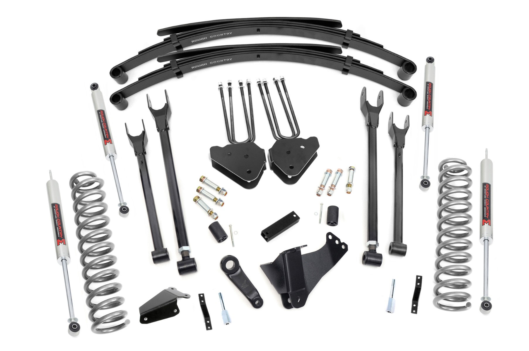 Rough Country 6 Inch Lift Kit Gas 4 Link M1 Leaf Springs Ford F-250/F-350 Super Duty (05-07)