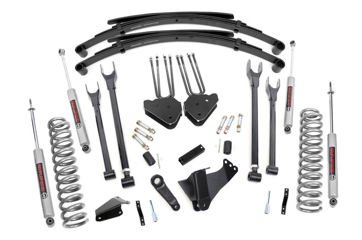 Rough Country 6 Inch Lift Kit Gas 4 Link RR Spring Ford F-250/F-350 Super Duty (05-07)
