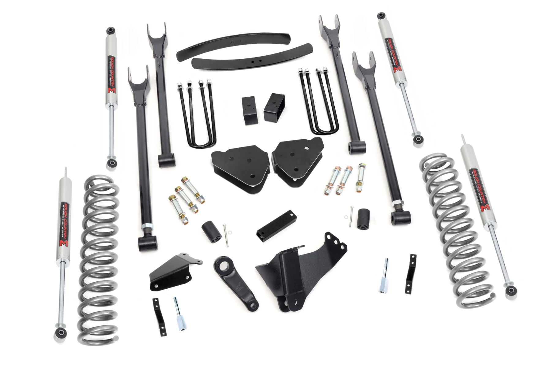 Rough Country 6 Inch Lift Kit Gas 4 Link M1 Add-A-Leaf Ford F-250/F-350 Super Duty (05-07)